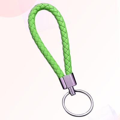 China ALL PU Leather Bulk Leather Charm Handmade Braided Keychain Strap Key Chain PU Key Chain For Gift for sale