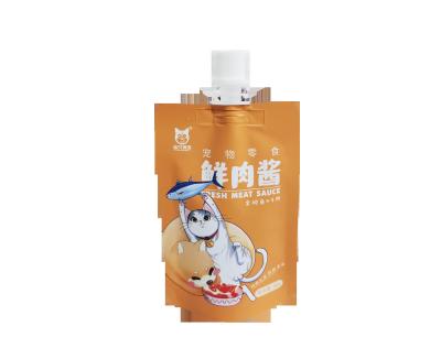 China 100g Food Packaging Pouch Pet Treats Packaging Bag With Spout for sale