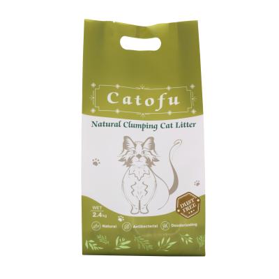 China Custom Printed Cat Litter Package Empty Cat Litter Sand Plastic Packaging Bag With Window for sale