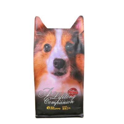 China Stand Up Pet Food Packaging Bag Flat Bottom 1.5kg With Eight Sides Seal for sale