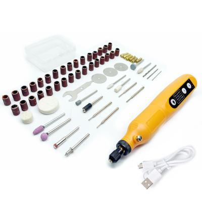 China Low Price 62 Sets USB Rechargeable Electric Cordless Pen Speed ​​Control Mill DIY Tool HR208 Rotary Engraving Orange 45*30*36CM for sale