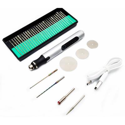 China E108 Mini Electric Mill Mini Electric Drill 38 Sets 2.35mm Rechargeable Polishing Chuck Engraving Silver Pen DIY Tools for sale