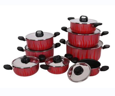 China Wholesale Aluminum Sustainable 12 Pieces Non Stick Aluminum Cookware Non Stick Pot Sets With Printing for sale