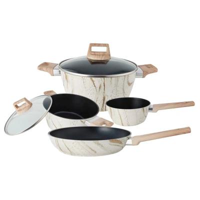 China New Customized Viable Pattern Decal Aluminum Cooking Pot Set Nonstick Aluminum Stick Pot Cookware Wholesale Non for sale