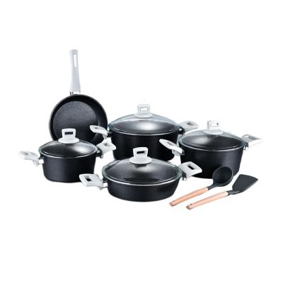 China 2023 Sustainable New Design Molded Pan Cookware Sets Induction Base Non-Stick Kitchen Pots And Pans Sets for sale