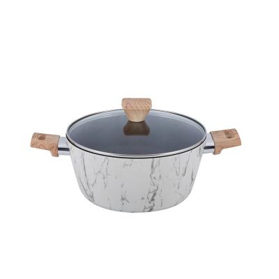 China New Customized Sustainable Pattern Decal 26cm Aluminum Stick Pot Aluminum Cooking Pot Non Set Nonstick for sale