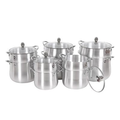 China Sustainable Modern Aluminum Cookware Pot Set Large Aluminum Polished Stew Pot Cooking Pot for sale