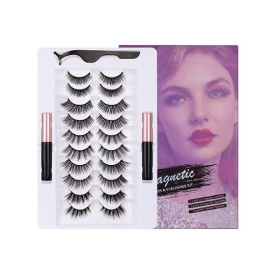 China Natural Soft Fiber Imported False Eyelashes Set (10 Pairs False Eyelashes Mixed + 2 Eyeliner) for sale