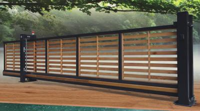 China Wooden Automatic Sliding Gates , Residential Trackless Cantilever Gate  for sale