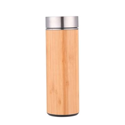 China PORTABLE Stainless steel inner insulated bamboo thermos flask vacuum flask with different lids options bamboo bottle for sale