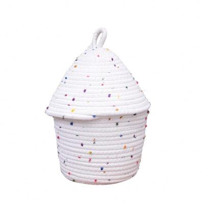 China Sustainable Precision Manufacturing Universal Cotton Rope Weaving Desktop Basket For Storage for sale