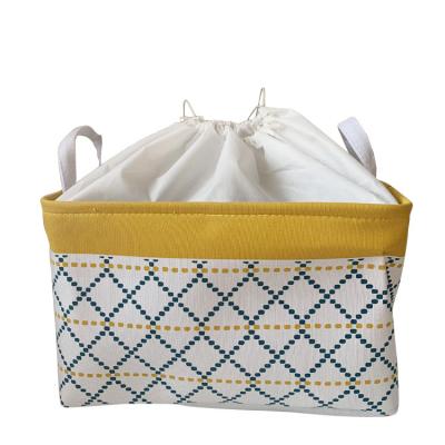 China Thickening Viable Triple Folding Cotton Storage Canvas Basket The Brief For Office Bedroom Clothes Toys Book Magazines Drawer Organizer for sale