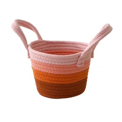 China Multi-Functional Foldable Desktop Hemp Rope Basket Cotton Fabric Woven Woven Dirty Laundry Basket Viable Storage Japanese Style for sale