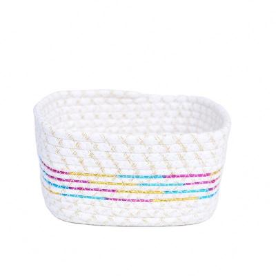 China Large Capacity Household Laundry Baskets Viable Handles Woven Cotton Rope Storage Basket for sale