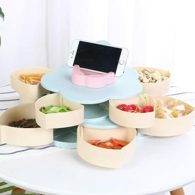 China Rotating Storage Tray Modern Snack Candy Box Separate Dish Petal Petal Storage Dried Fruit Dish Snacks for sale