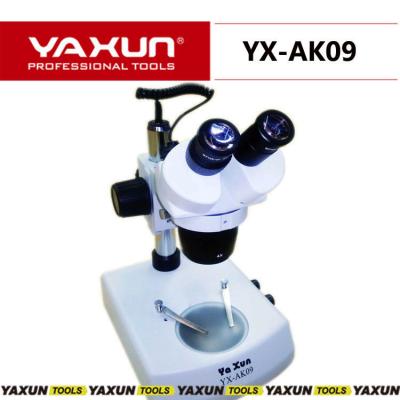 China YAXUN high quality stereo microscope with up light ak and down light ak 09, YAXUN 20X/40X yaxun microscope for PCB mobile repair AK09 for sale