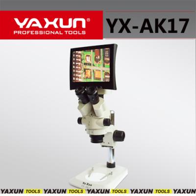 China 7x to 45x YAXUN AK17 2 in 1 Stereo Binocular Microscope with LCD Display Repair Microscope Movable Motherboard Checking Microscope 7 inch for sale