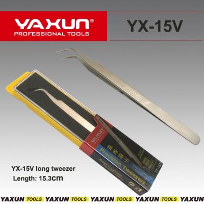 China YAXUN YX-15V Stainless Steel Tweezers High Precision Super Hard Long Pointed Moving Repair Tweezers Curved Tweezers For Electronics Repair for sale