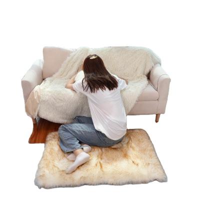 China 2022 Amazon Faux Fur Sheepskin Blanket Large Square Washable Warm Fluffy Shaggy Rugs White Soft Fluffy Rug for sale