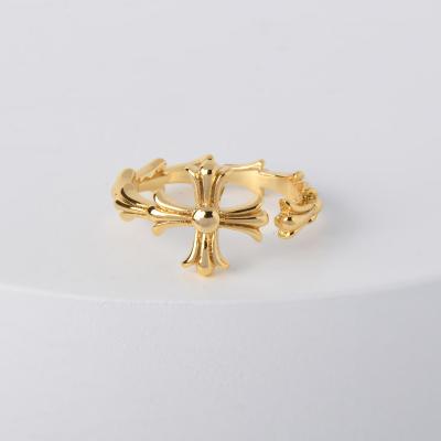 China CLASSIC Jewelry Simple Design Girls Women Ring Shape Engagement Wedding Rings Gold Cross Hip Hop18K for sale