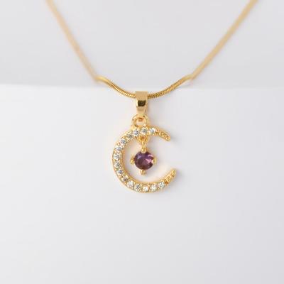 China Vintage Fashion 18K Gold Plated Moon Pendant Necklace For Love Sea Women Girl Gift Birthday Mother's Day Jewelry for sale