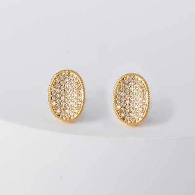 China TRENDY Tasty Oval Oval Stud Earrings With Zircon Designs Jewelry Patterns Saudi For Woman Girl Gift Birthday Wedding for sale