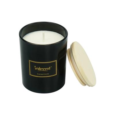 China Wholesale Empty Scented Tin Container Luxury Wooden Lid Black Glass Candle Jars Glass For Scented Candle for sale