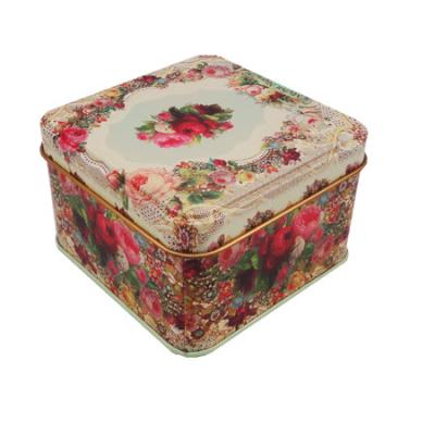 China Custom Square Printed Food Metal Storage Package Container Tin Jewelry Box for sale