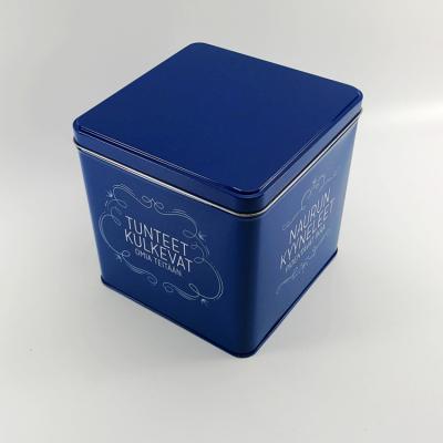 China Wholesale Custom 140*140*140MM Empty Square ShapeTuna Metal Watch Packaging Tea Tin Box for sale