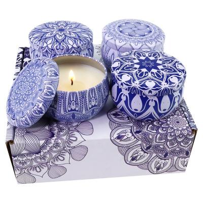 China Chinese Style Classic Scented Candle Soy Wax Candle Cold Gorgeous Blue Insect Scented Dispel Citronella Candle for sale