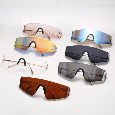 China 2021 fashion sunglasses shape unisex rimless oversized sunglasses eyewear shades sunglass for sale