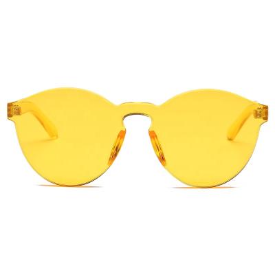 China 2021 High Quality Cat Eye Shaped Colorful Plastic Lens Fashion Sunglasses One Piece Sunglasses for sale