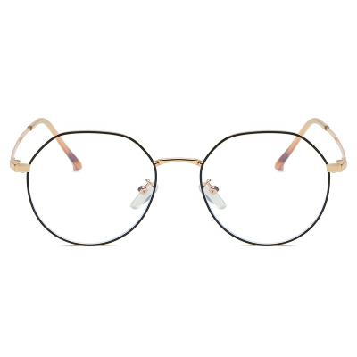 China Custom Logo Round Shape Metal Temple Anti Optical Frame Blue Light Glasses for sale