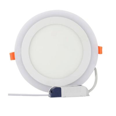 China Selectable CCT 6W 9W Ultra Slim Round HID Double Color LED Panel Lamp White + Cool Blue Ceiling Lights for sale