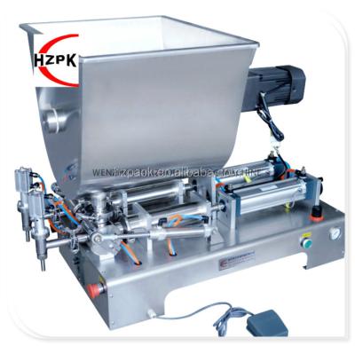 China Horizontal Beverage Double Heads Paste Filling Machine With Mixing Tank for sale