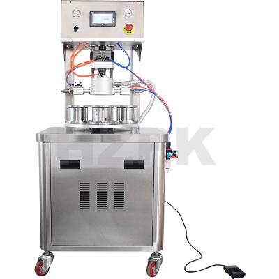 China HZPK Semi-automatic 4 Heads Metal Cans Glass Plastic Vacuum Bottle Jar Food Capping Sealing Machine for sale