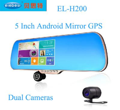 China Coche azul GPS del espejo retrovisor del registrador de GPS de la cámara del coche de los vidrios con DVR en venta