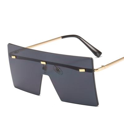 China Winter 2021 Rimless Oversized Sunglasses Gold Frame Party Blackout Sunglasses Fashion Sun Glasses for sale