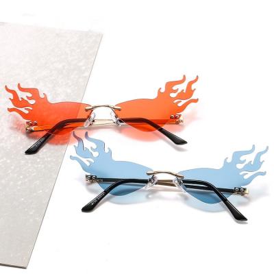 China Fashion Sunglasses 8765 Trendy Trendy Rimless Sunglasses Flame Women Unique Sun Glasses for sale