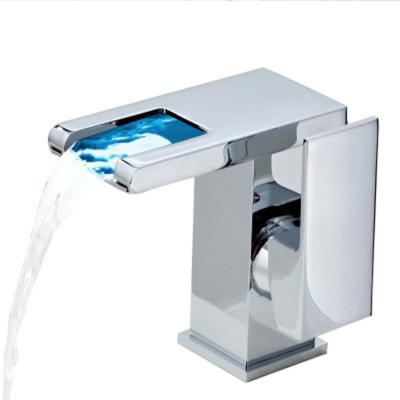 China LEDFRE Modern Waterfall Bathroom Sink Faucet Mixer Tap LED Color Changing Faucet Light for sale