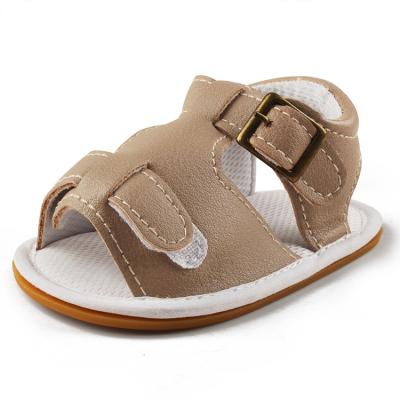 China Wholesale Flat Content Lovely Good Price Brown Summer Kids PU Leather Sandals Cheap Toddler Shoes for sale