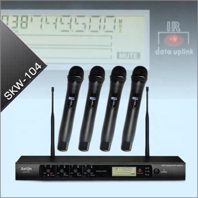 China Handheld Professional Wireless System 4 Channel UHF Karaoke Microphone Wireless Microphone for sale