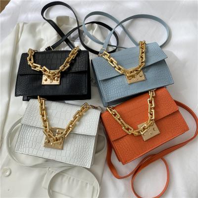 China 2021 Latest High Quality Women Fashion Handbags Popular Luxury Crocodile Small Square Clips Chain Handbags For Ladies for sale