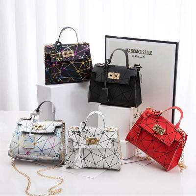 China Korean Colorful Geometric Rhombus Jelly Bag Chain Lock Handbags Mini Mobile Phone Coin Fashion Purses for sale