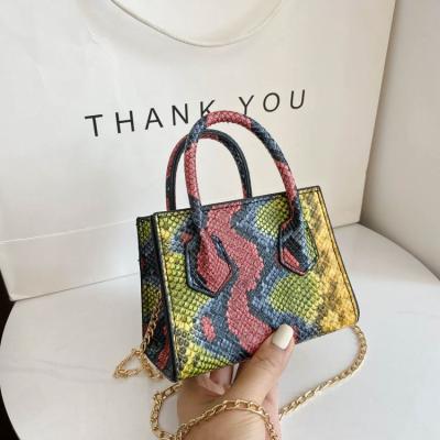 China Luxury Designer Small Chunky Shoulder Crossbody Bags Women Handbags 2021 Mini Hand Bags Brand Purses Snake Print Waterproof Female Totes for sale