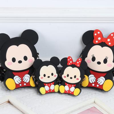 China Mickey Minnie Charm Travel Kids Large 3d Women's Shoulder Messenger Silicone Purse Wallet Waterproof Handbag for Little Girls for sale