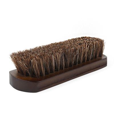 China Soft Genuine Wood Horse Hair Bristle Wood Horsehair Shoe Shine Brush for sale