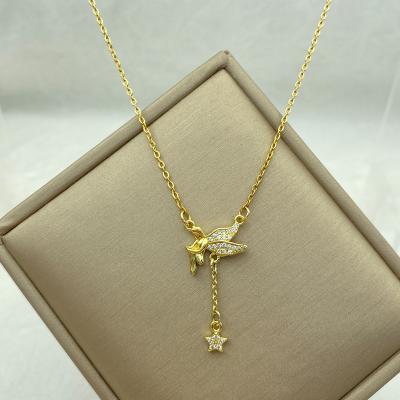 China TRENDY Gold Color Stainless Steel Necklaces For Women New Fashion Korean Elegant Angel Pendant Jewelry Accessories O Chains for sale