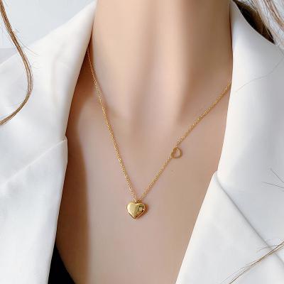 China FASHIONABLE Hear Gold Necklace Stainless Steel Korean Trendy Necklace Hip-Hop Sweater Jewelry Simple Female Pendant Chain Pendants for sale