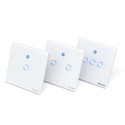 China Original ABS/WiFi/RF/APP Remote Touch Sonoff Smart Wifi Switch With 1 Band 2Gang 3 Band Line For EU US UK Market for sale